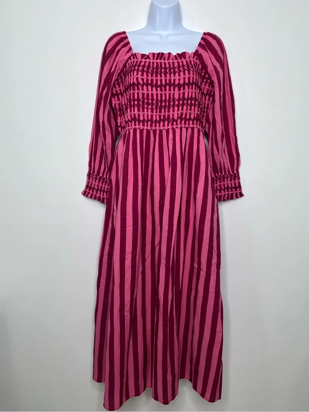 Pink City Prints Burgundy Stripe Florence Dress - Picture 2 of 6